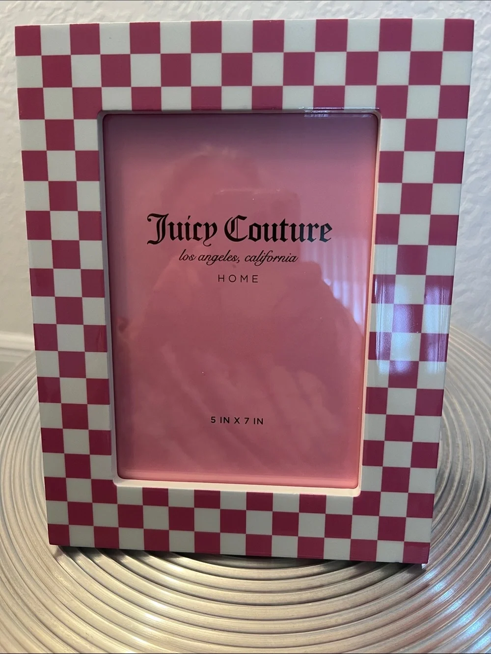 Juicy Couture Pink and White Checkered 5” x 7” Photo Frame